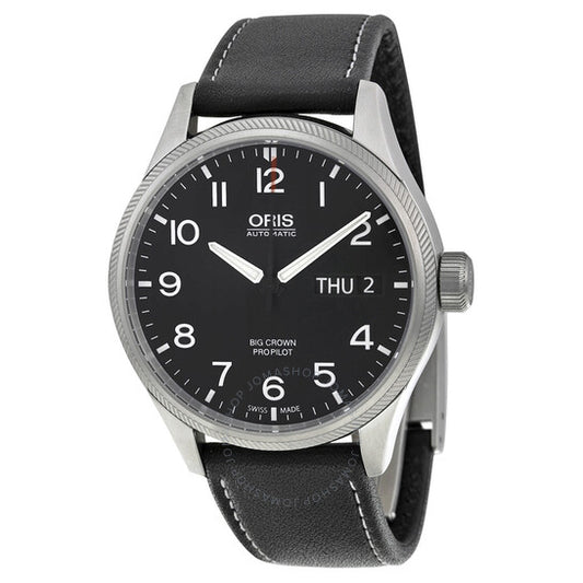 Oris, Big Crown Pro Pilot Black Dial Black Leather Men's Watch 752-7698-4164LS