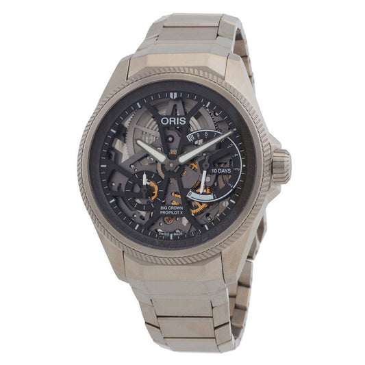 ساعة أوريس بيج كراون بروبايلوت للرجال، هيكل عظمي، تعبئة يدوية