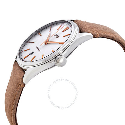 Oris, Chronometer Silver Dial Men's Leather Watch