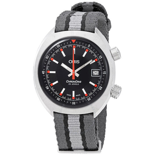 Oris, Chronoris Automatic Black Dial Grey Textile Men's Watch