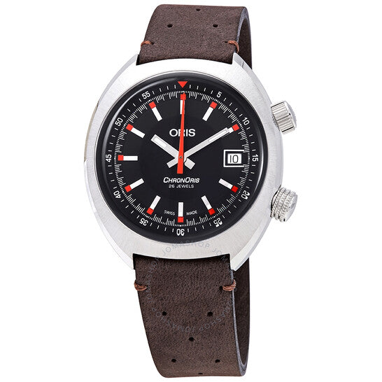 Oris, Chronoris Black Dial Automatic Men's Leather Strap