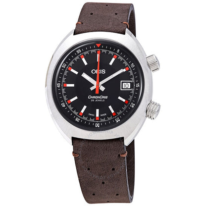 Oris, Chronoris Black Dial Automatic Men's Leather Strap