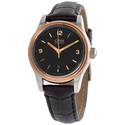 Oris, Classic Date Automatic Black Dial Black Leather Ladies Watch