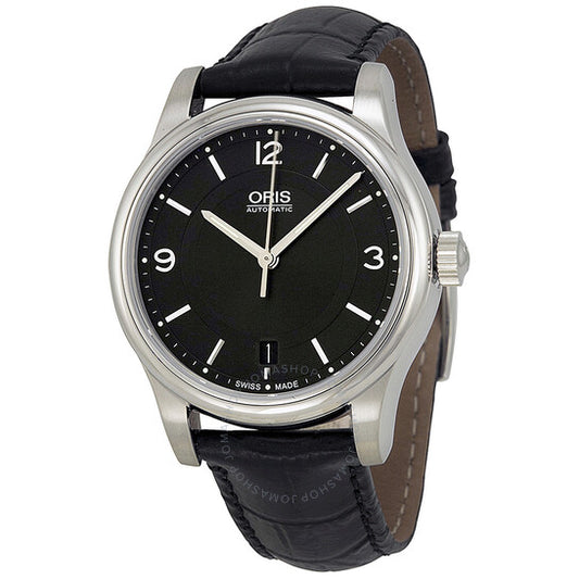 Oris, Classic Date Black Dial Black Leather Men's Watch