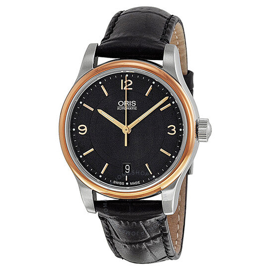 Oris, Classic Date Black Dial Black Leather Men's Watch