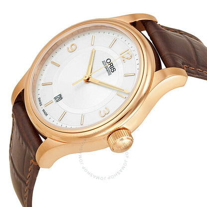 Oris, Classic Date Silver Dial Brown Leather Men's Watch