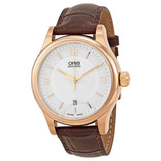 Oris, Classic Date Silver Dial Brown Leather Men's Watch