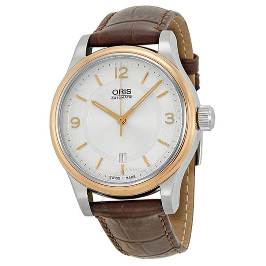 Oris, Classic Date Silver Dial Brown Leather Men's Watch 733-7594-4331LS