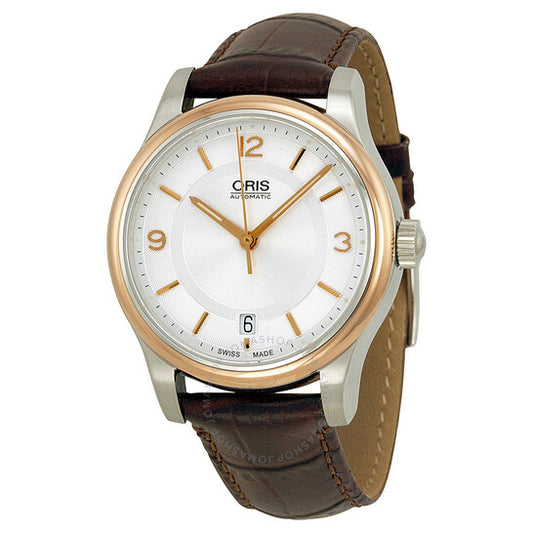 Oris, Classic Date Silver Dial Brown Leather Men's Watch