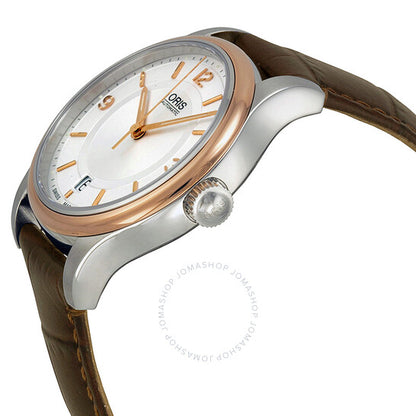 Oris, Classic Date Silver Dial Brown Leather Men's Watch