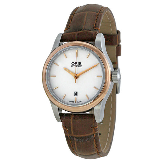 Oris, Classic Date White Dial Brown Leather Ladies Watch 561-7650-4351LS