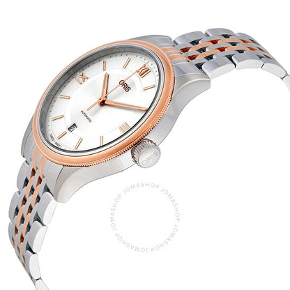ساعة أوريس الكلاسيكية الأوتوماتيكية للرجال بمينا فضي
