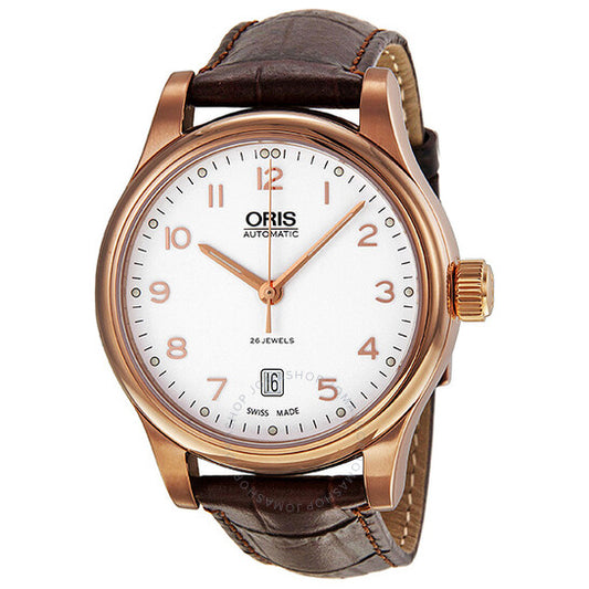 Oris, Classic White Dial Rose Gold PVD Men's Watch 733-7594-4891LS