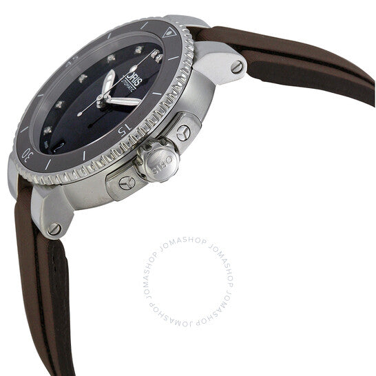 Oris, Divers Date Black Dial Brown Rubber Ladies Watch