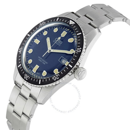 ساعة أوريس دايفرز سيكستي فايف أوتوماتيكية للرجال بمينا أزرق