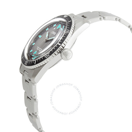 ساعة أوريس دايفرز سيكستي فايف أوتوماتيكية للرجال بمينا رمادي