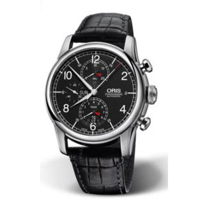 ساعة أوريس رايد كرونوغراف أوتوماتيكية للرجال بمينا أسود