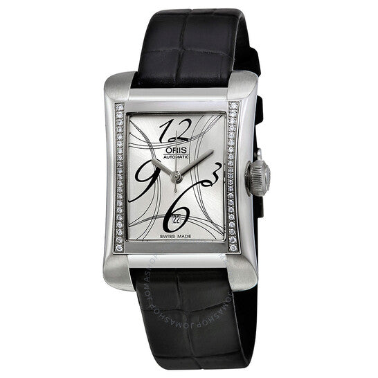 Oris, Rectangular Date Automatic Diamond Silver Dial Ladies Watch