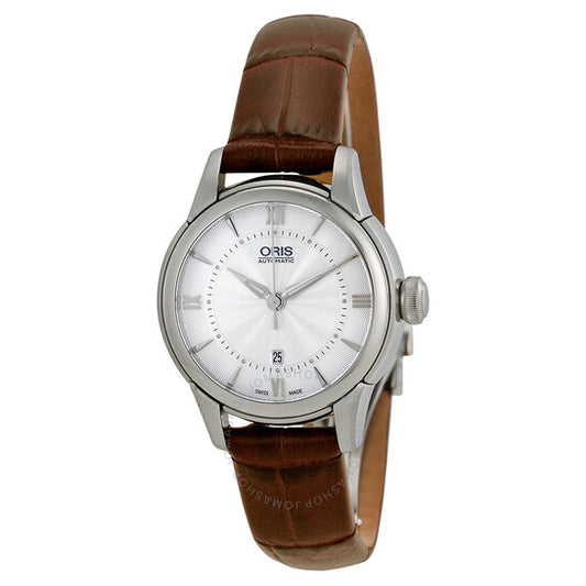 Oris, Artelier Date Automatic Silver Dial Brown Leather Ladies Watch 561-7687-4071LS