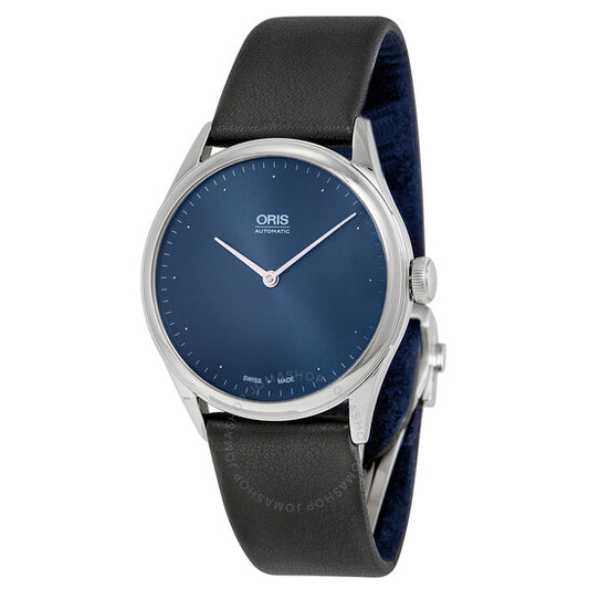 ساعة أوريس ثيلونيوس مونك الرجالية ذات الإصدار المحدود، بمينا أزرق وجلد أسود، 732-7712-4085SET