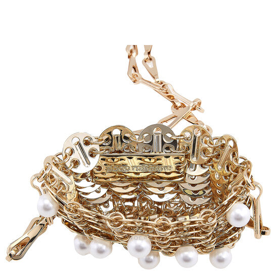 Paco Rabanne, Ladies 1969 Disc Detailed Micro Handbag in Light Gold/Pearl