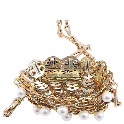 Paco Rabanne, Ladies 1969 Disc Detailed Micro Handbag in Light Gold/Pearl