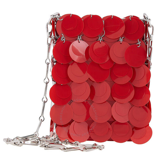 Paco Rabanne, Red Mini Sparkle Discs Shoulder Bag
