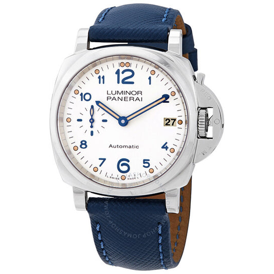 Panerai, Luminor Due Ivory Dial Automatic Men's Leather Watch