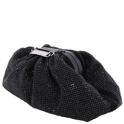 Crystal Embroidered Mini Pillow Clutch Bag