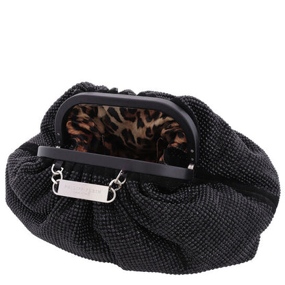 Crystal Embroidered Mini Pillow Clutch Bag