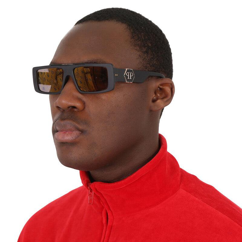 Gold Logo Rectangular Men's Sunglasses