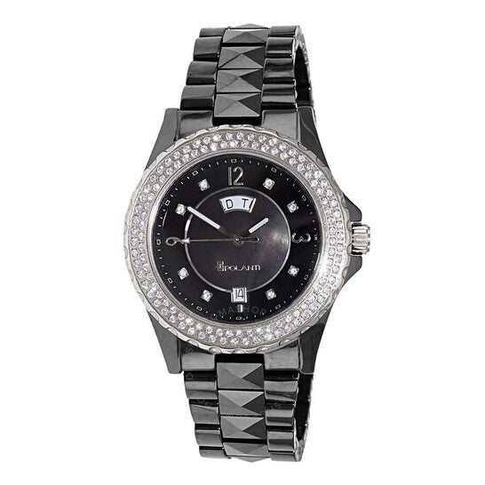 ساعة بولانتي سيراميك II كوارتز نسائية بمينا سوداء