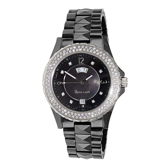 ساعة بولانتي سيراميك II كوارتز نسائية بمينا سوداء