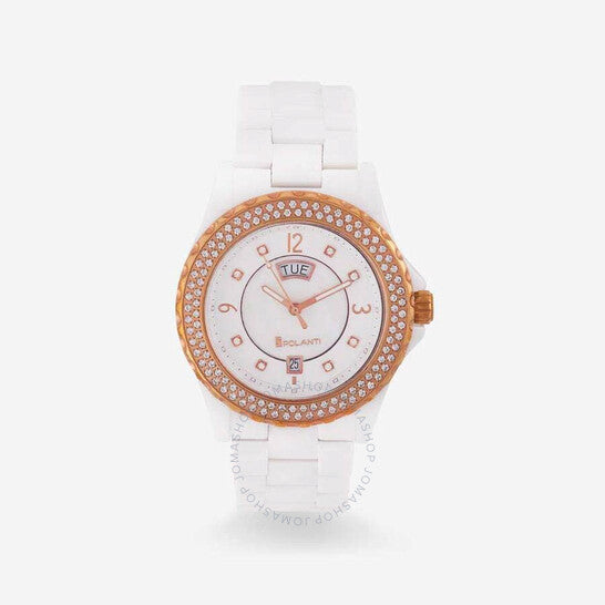 ساعة بولانتي سيراميك II كوارتز للسيدات بمينا أبيض