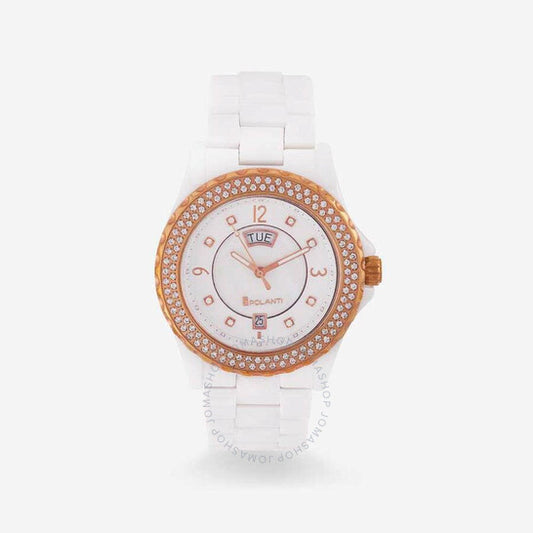 ساعة بولانتي سيراميك II كوارتز للسيدات بمينا أبيض