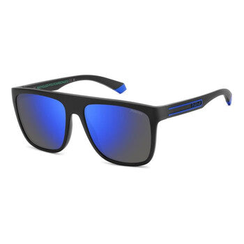 Polarized Blue Mirror Square Men's Sunglasses