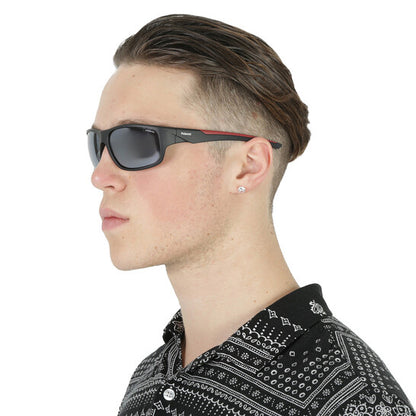 Polarized Grey Wrap Men's Sunglasses