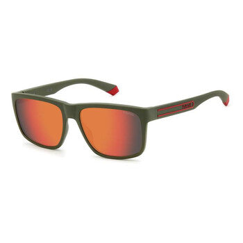 Polarized Orange Gradient Mirror Square Men's Sunglasses