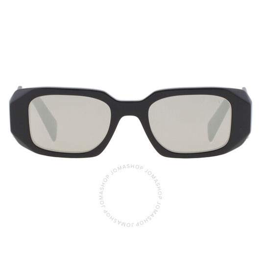 Prada, Light Grey Mirror Silver Geometric Ladies Sunglasses