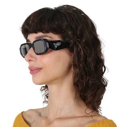 Prada, Light Grey Mirror Silver Geometric Ladies Sunglasses