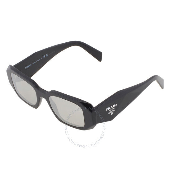 Prada, Light Grey Mirror Silver Geometric Ladies Sunglasses