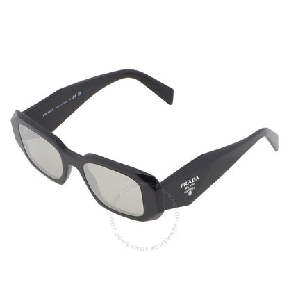 Prada, Light Grey Mirror Silver Geometric Ladies Sunglasses