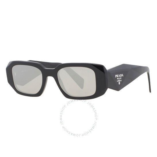 Prada, Light Grey Mirror Silver Geometric Ladies Sunglasses