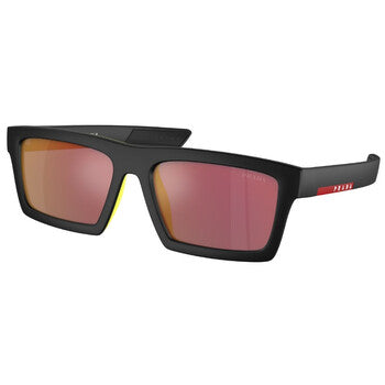 Red Mirror Rectangular Men's Sunglasses