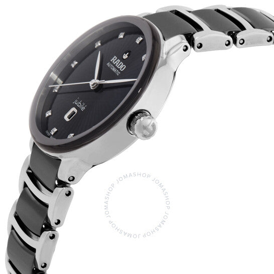 رادو، ساعة سينتريكس أوتوماتيكية للسيدات بمينا أسود من الألماس