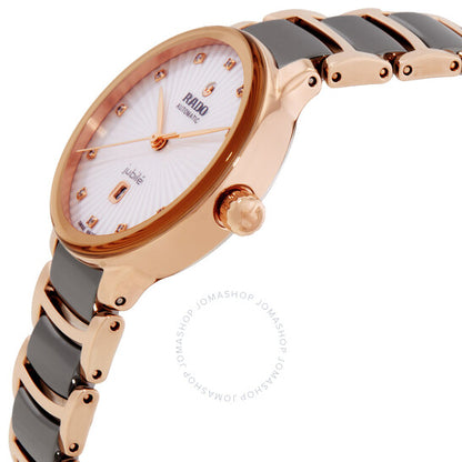 رادو، ساعة سينتريكس أوتوماتيكية للسيدات بمينا فضية مرصعة بالألماس