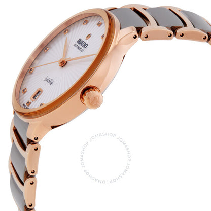 رادو، ساعة سينتريكس أوتوماتيكية للسيدات بمينا فضية مرصعة بالألماس