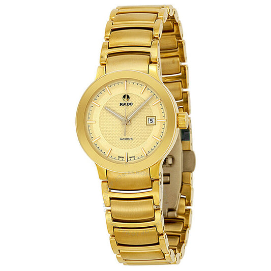 Rado, Centrix Automatic Gold Dial Yellow-Gold Plated Stainless Steel Ladies Watch