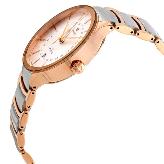 رادو، ساعة سينتريكس أوتوماتيكية للرجال بمينا فضية ثنائية اللون