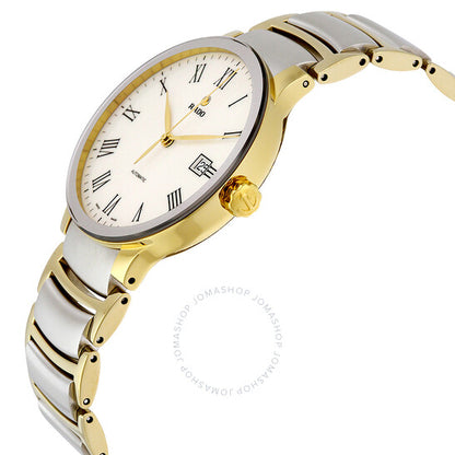 رادو، ساعة سينتريكس أوتوماتيكية للرجال بمينا أبيض ثنائي اللون